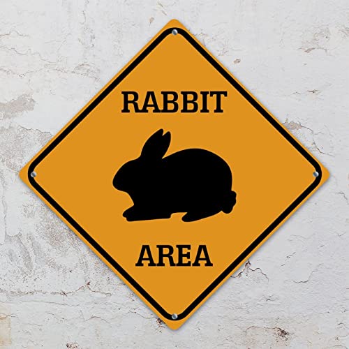 Caution Rabbit Bunny Crossing XING Tin Sign Rabbit Bunny Area Warning Street Sign Farm Animals Novelty Caution Road Sign for Home Man Cave Gate Garden 8x8in