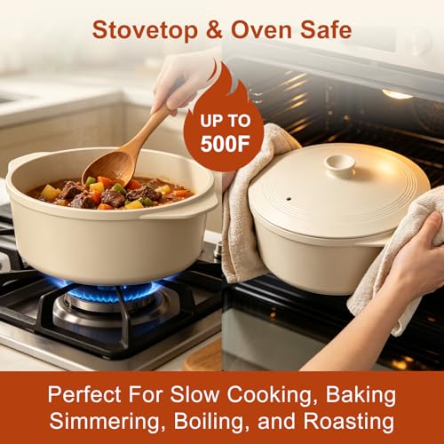 Image of MAGNIFIQUE Slow Cooker, 4.5 Quart 8-in-1 Clay Pot Multi-Cooker, Non-Toxic Slow Cooker with Removable Clay Pot, for Rice, Pasta, Steam & Proof, Nonstick, Oven Safe Pot to 500F, Oatmeal