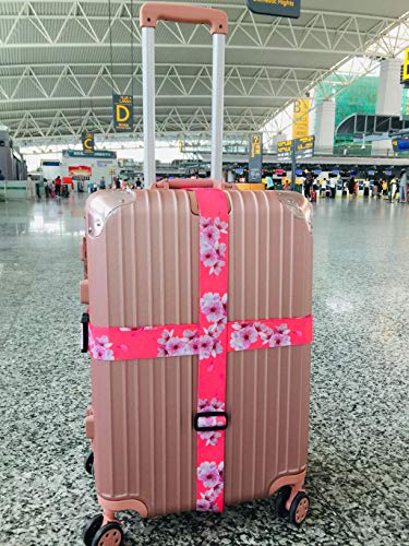 Teeoff Luggage Straps Suitcase Belts Travel Bag Accessories Adjustable 220Cm (Sakura - 2 Pack) #TOP4