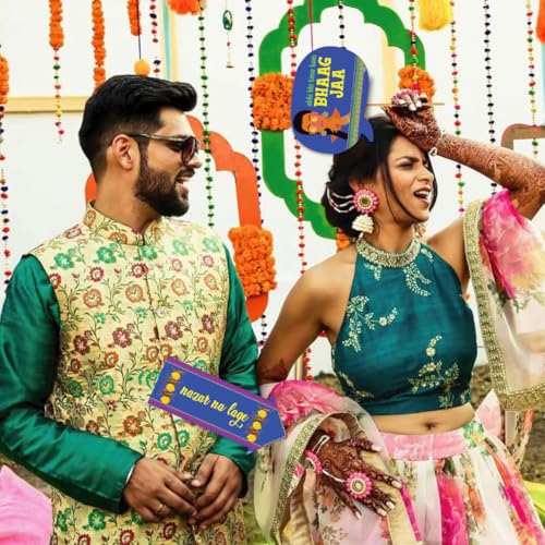Image of Festiko Wedding Photobooth Props Set of 20 | Mehendi, Sangeet, Haldi & Reception Party Props for Photoshoot, Bride & Groom Selfie Props, Marriage Decoration Items