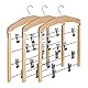 Relaxdays Rockbügel 3er Set, Hosenbügel Holz, 360° drehbarer Haken, Kleiderbügel rutschfest, HBT: 45,5x39x2,5 cm, Natur, Pack, 3-Einheiten