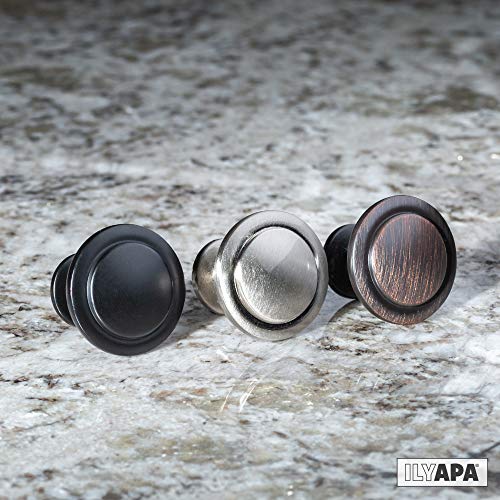Ilyapa Satin Nickel Kitchen Cabinet Knobs - 1 1/4 Inch Round Drawer Handles - 10 Pack Of Kitchen Cabinet Hardware #TOP6