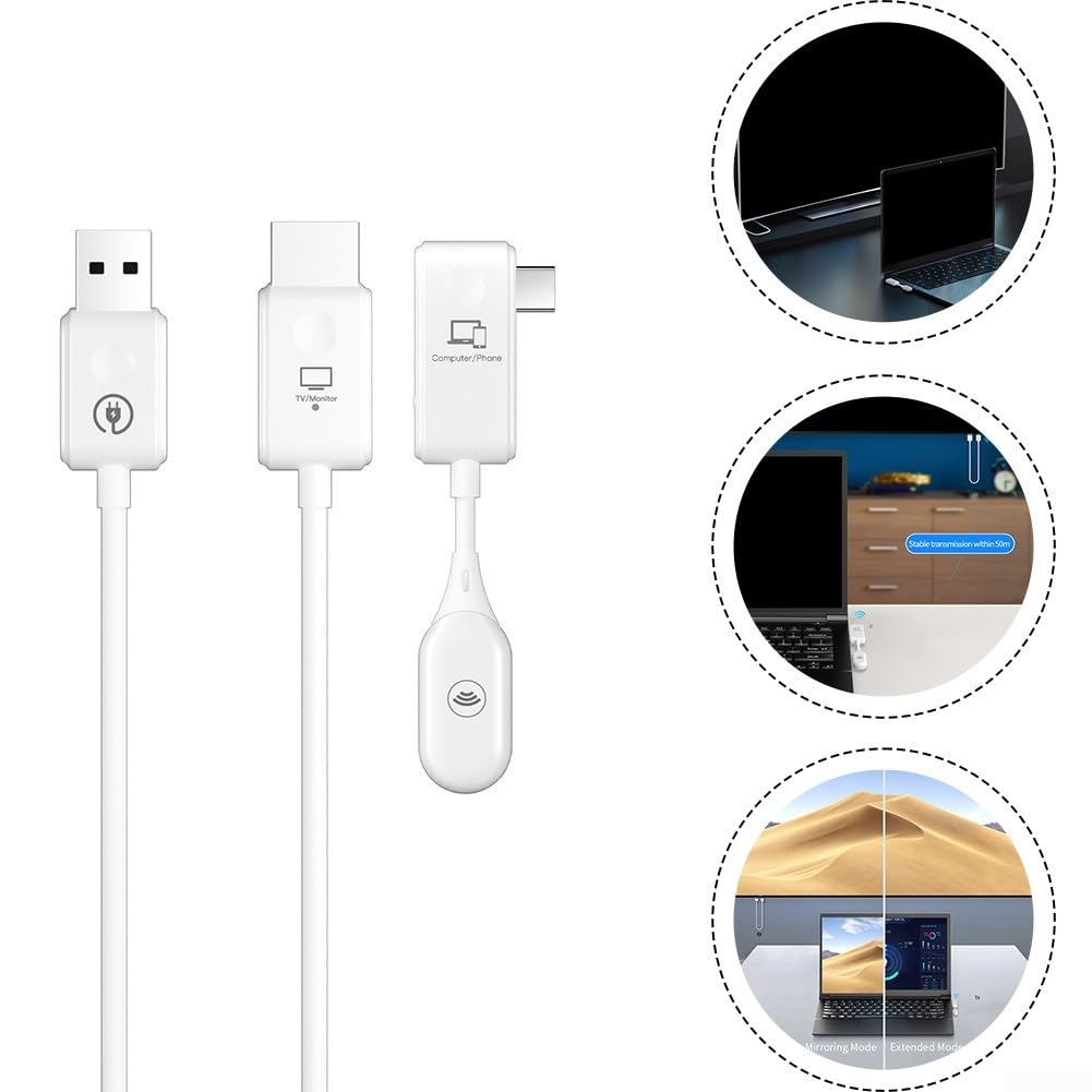 Bezprzewodowy ekran projekcyjny USB 1080P Full HD z odbiornikiem do kina domowego, prezentacji, 60 cm, biały