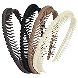 HINGTAI 4Pcs Non-slip Toothed Plastic Headbands, Fashionable Bands for Women with Teeth, Comfort Plastic Headbands Decorations Supplies for Women Suitable for Home or Commuting