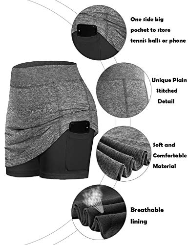 Image of BLEVONH Women Tennis Skirts Inner Shorts Elastic Sports Golf Skorts with Pockets
