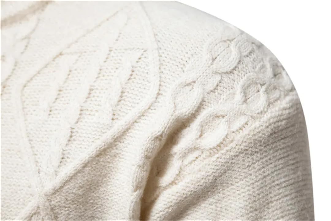 Pull décontracté à col montant en tricot torsadé pour homme - Pull solide épais et chaud