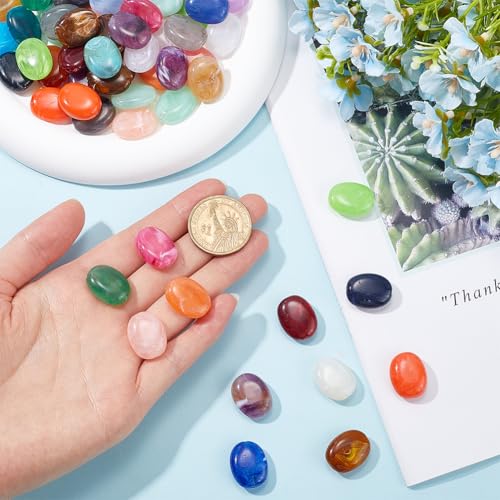 SOFPLATE 1 Box 100Pcs Oval Spacer Beads Oval Stone Beads Elliptical Acrylic Imitation Gemstone Colorful Stones Spacers for Jewellery Bracelet Necklace Making DIY Crafts Supplies Accessories - Image 3