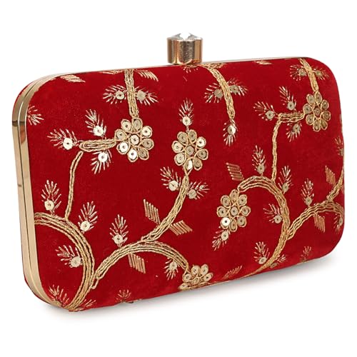 Image of LONGING TO BUY Hand Crafted Designer Box Clutch - Zari Embroidery For Women