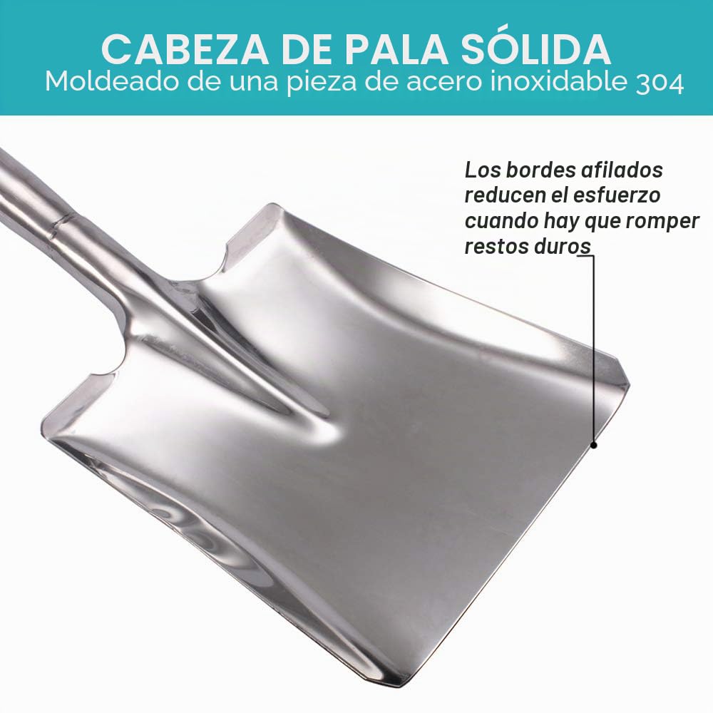 LUBAN Pala de Acero Inoxidable Longitud: 80 Pala de Metal Cuadrada con Mango en D Pala de Pala de Acero Inoxidable con Borde Frontal Plano Trasplante de Camping para jardinería