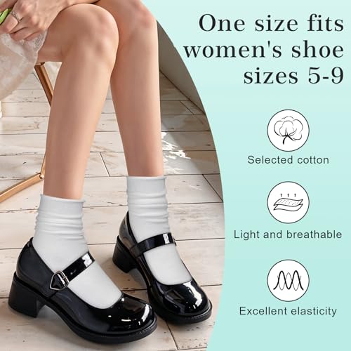 DIVINA VITAE 3 Pairs White Crimping Stacked Athletic Womens Slouchy Socks White Thin Cotton Slouchy Socks Casual Athletic Stacked Sock Aesthetic Crew Stretch Neutral Sock for Women3