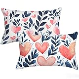 Funda Cojin 40 x 70 cm Juego de 2 Amar Funda Almohada Rectangular Lino Decorativos Pillow Covers con Cremallera Oculta,Impermeable Hoja Cojines Sofa para Habitacion Sala de Estar Jardín Regalos T0-128