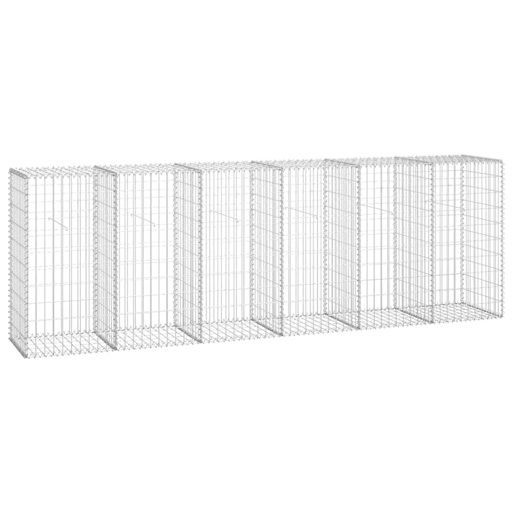 vidaXL Gabionenwand mit Abdeckung aus verzinktem Stahl, 300×50×100 cm