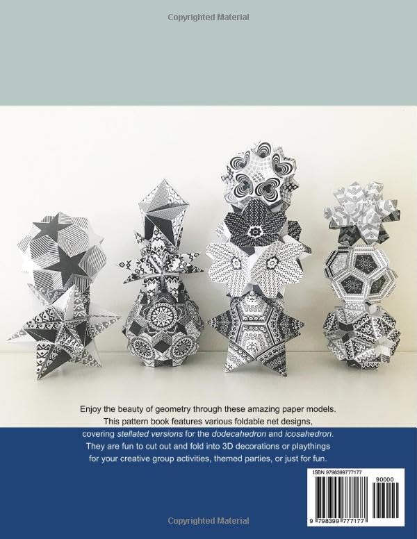 The star polyhedra: Net designs and patterns for cutting out and folding into 3D geometric paper models of various stellated dodecahedron and icosahedron solids - Image 2