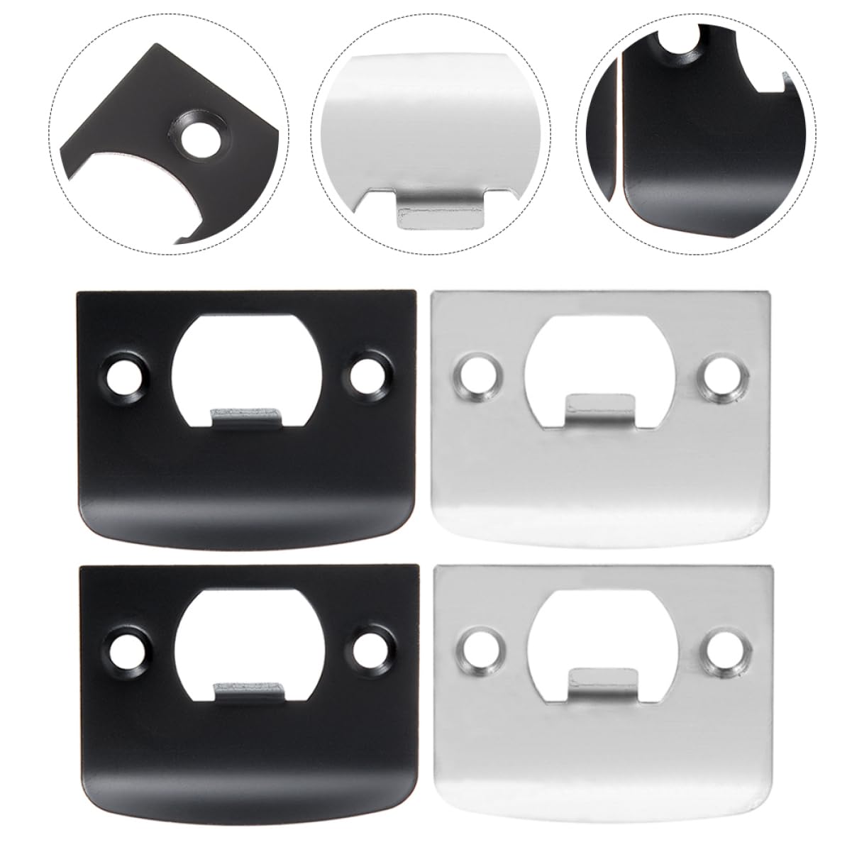 POPETPOP 5 Ensembles Guide De Verrouillage De Porte Gâche Portes Plaque De Renfort De Porte D'Entrée Plaque De Porte Butées De Porte Lourdes Loquet De Sécurité Plaque De 4 pièces * 5