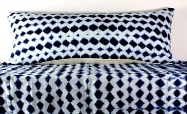 Indigo Lumbar Pillow Gray Designer Handmade Pillow (18x18 inches)