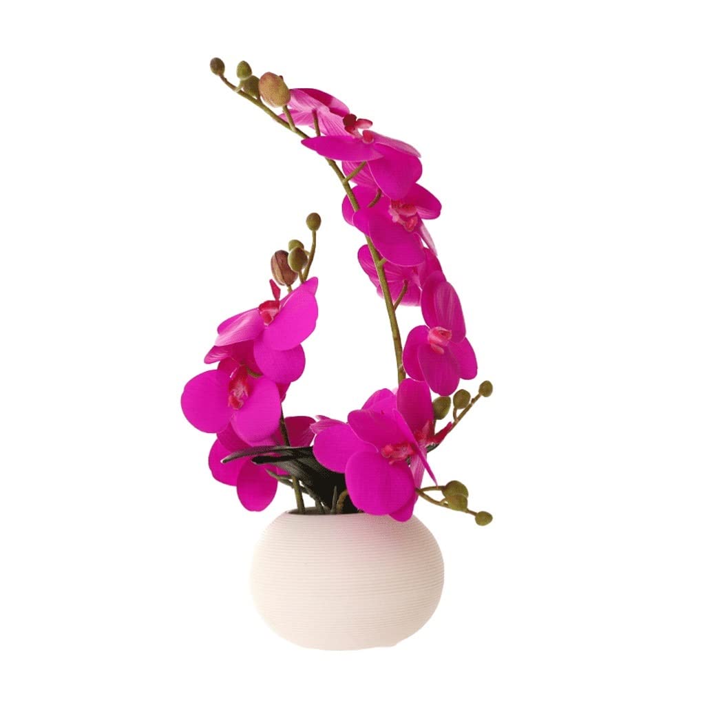 SDdPulse Flores artificiales orquídeas artificiales con florero, orquídeas artificiales Phalaenopsis para decoración del hogar, morado1