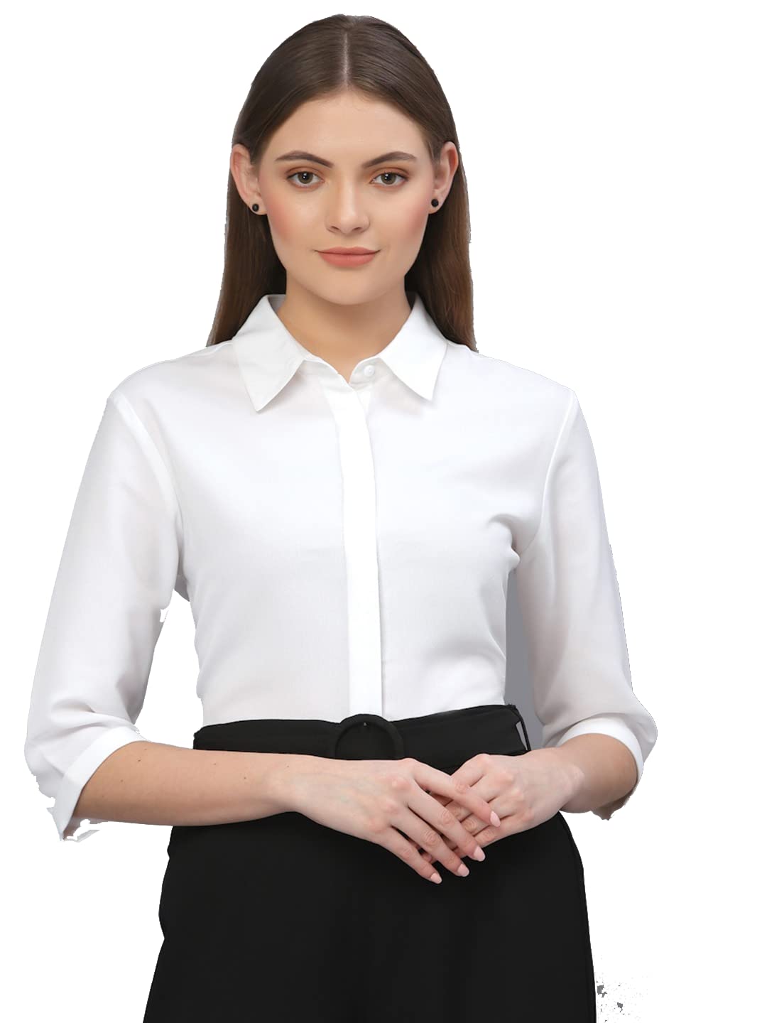 all in one clothing Women Regular Fit Spread Collar Solid Polycotton Formal Casual Fit Shirt-picture-53