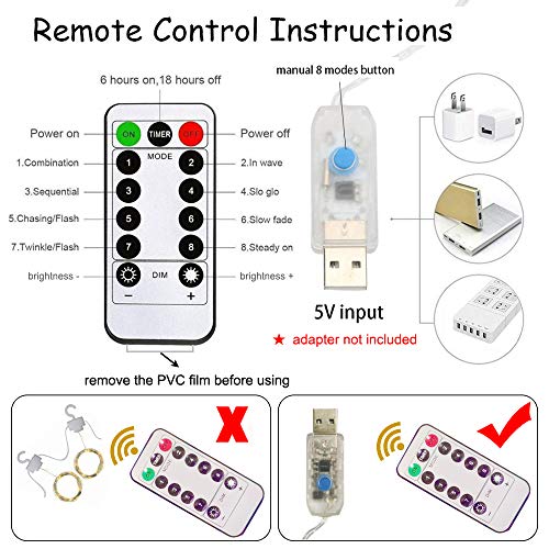 Guirnalda de luces LED GUOCHENG 3m x 3m con control remoto miniatura 6