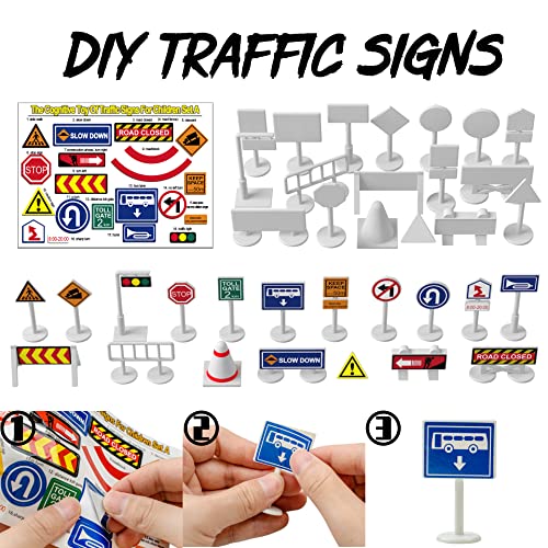 20 Pack Pull Back Alloy Car Toy With Play Mat For Kids 4-8-12, Alloy Fire Truck, Police Car, Engineering Vehicle, Ambulance, Helicopter With 18 Pcs Traffic Sign Gift For Boys And Girls #TOP4