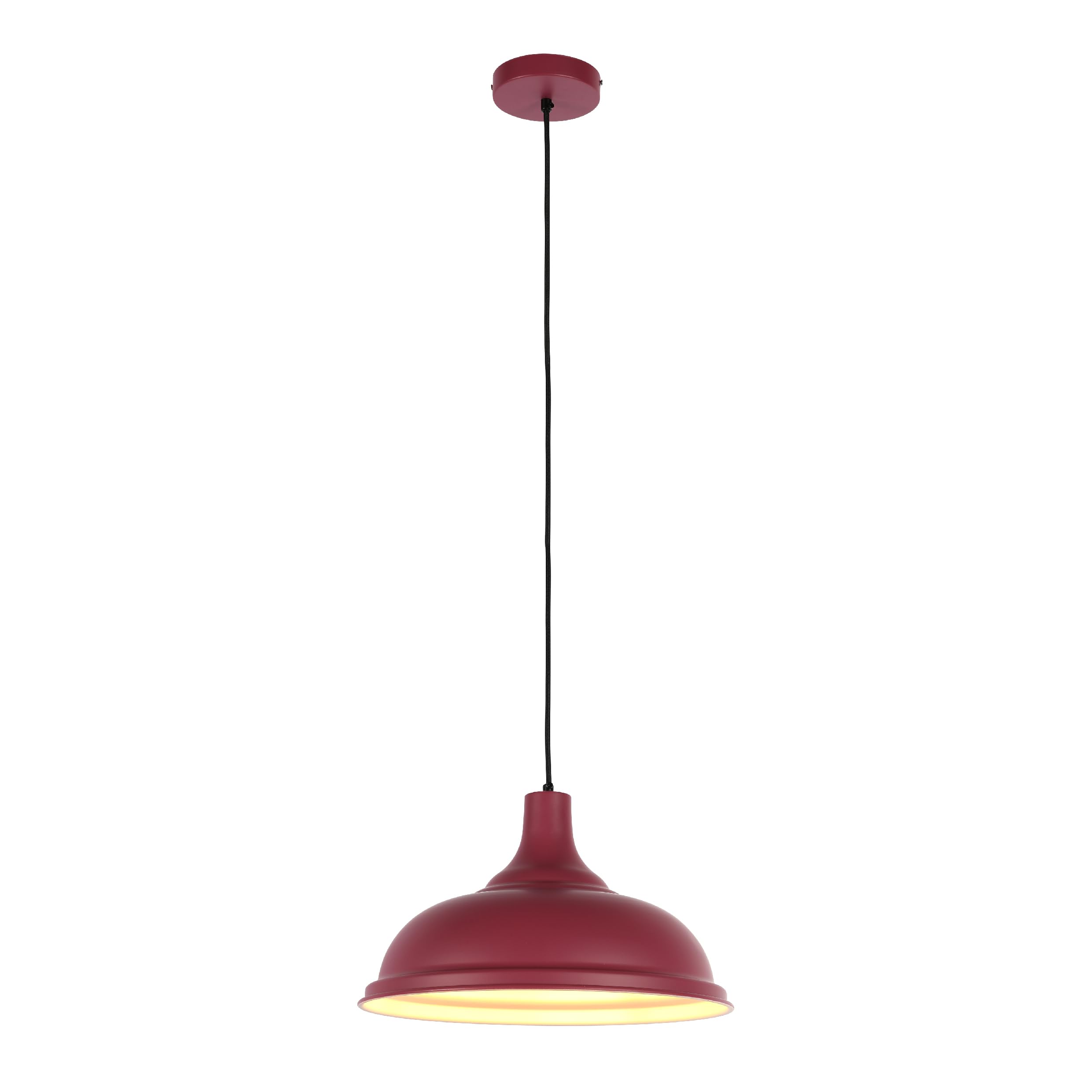 TEKLED Modern Step Pendant Light- 38cm Metal Shade | E27 Fitting | Home&Industrial Modern Design Ceiling Light | For Living Rooms Kitchens Bars Coffes Restaurants | Burgundy- White (Bulb not Included)