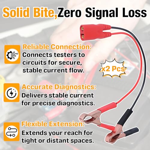 2-Pack PPTK0025 Battery Clamps Cable Clips Fit for Power Probe 3/3S/3Ez, Alligator Clip Lead Set Compatible with Autel PS100, Sealey PP100, Automotive Electrical Test Lead & Probe Tool Accessories - Thumbnail 5