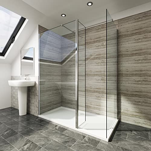 ELEGANT 1000mm Walk in Shower Screen, 6mm Tougheded Safety Wet Room with 1700x800mm Tray,Flipper and 800mm Side Panel Included