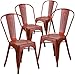 Flash Furniture Blake Commercial Grade 4 Pack Distressed Kelly Red Metal Indoor-Outdoor Stackable Chair