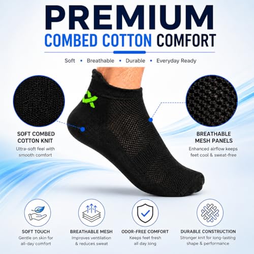 Image of XJARVIS RIO Unisex Ankle Socks for Men & Women - Breathable & Odor-Free Cotton Socks for Gym, Running, Walking, Cycling, Daily & Office Wear - Free Size (Black, White, Grey)