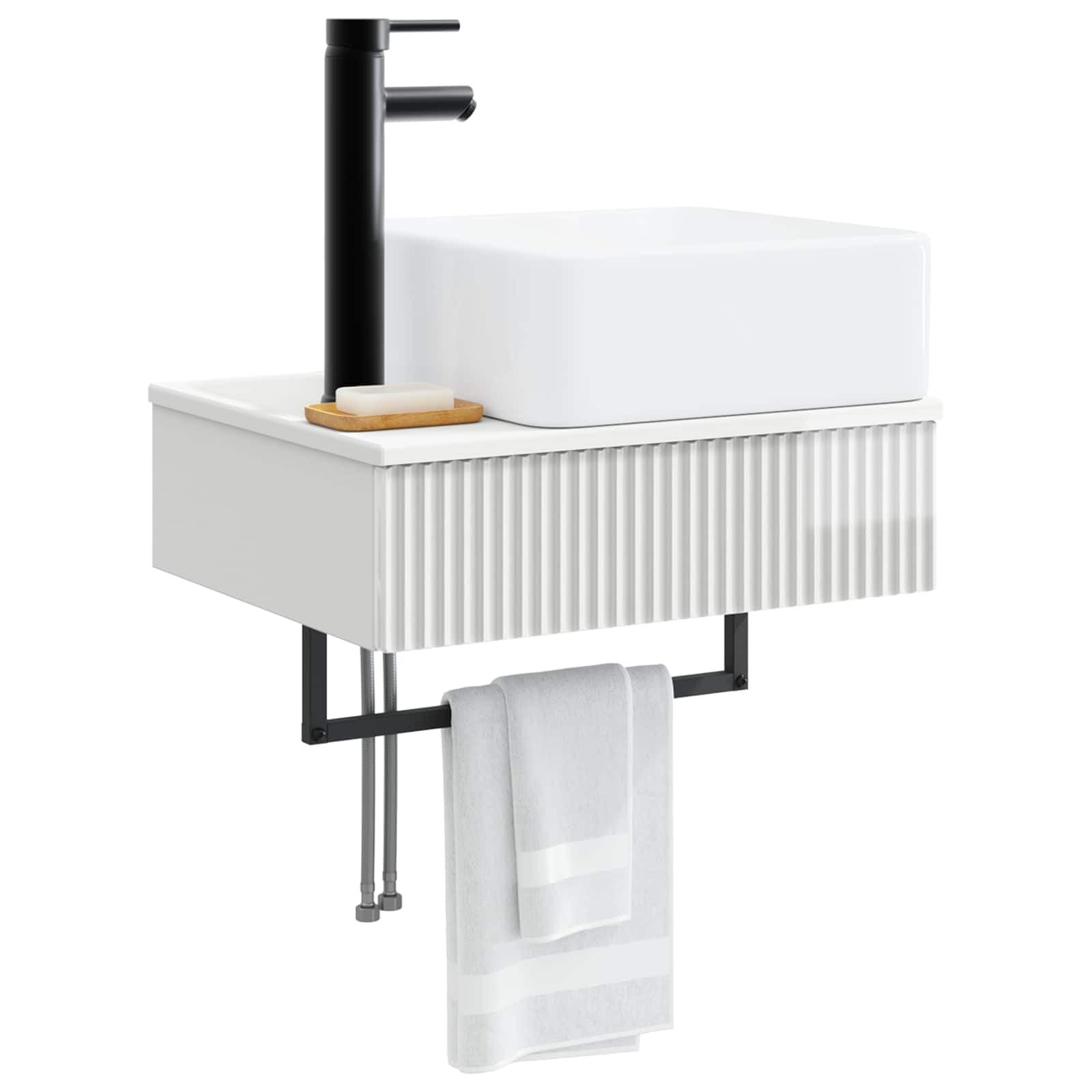 Genérico Lavabo de Lavado Montado en la Pared Brillante,Mobiliario,Armarios y Almacenamiento,Tocadores de baño,50 x 41 x 39 cm-890192