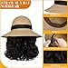 Lansigreen Sun Hat with Hair Extensions Hat Wig UPF 50+ Foldable Wide Brim Straw Beach Hat Attached 9