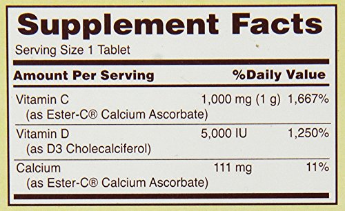 American Health Esterc With D3 Bone Immune Complex Vegetarian Tablets 24Hour Immune Support 1000 Mg Esterc 5000 Iu Vitamin D3 Nonacidic Vitamin C Servings, 60 Count #TOP7