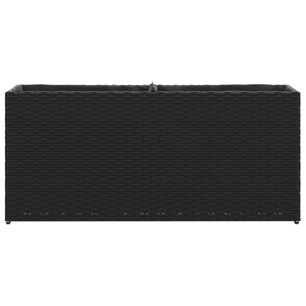 vidaXL Jardinière avec 2 Pots Noir 90x20x40 cm résine tressée, jardinière d'extérieur, bac à Fleurs, bac à tomates, jardinière de terrasse
