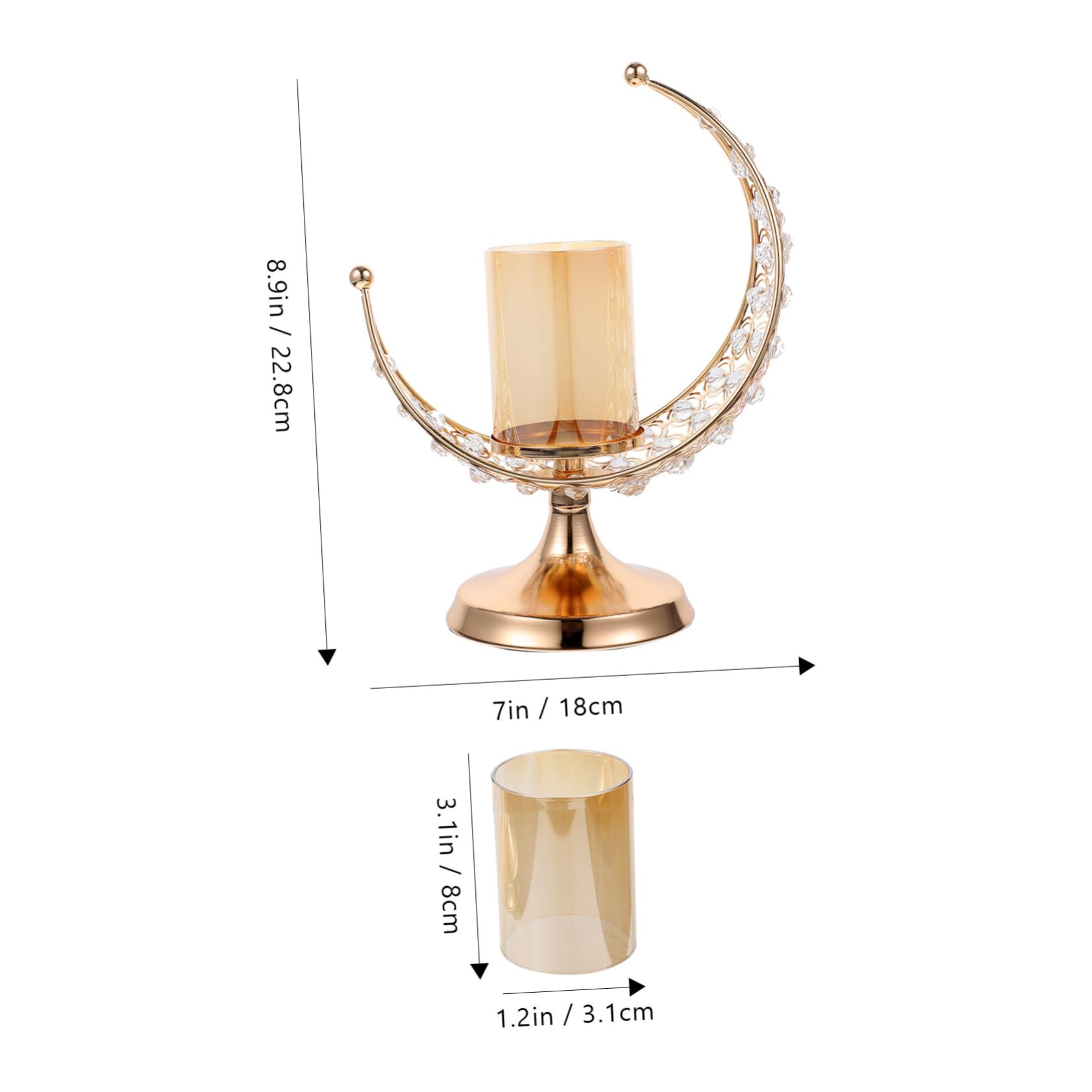 Candelabro Retro Dorado de Hierro en Forma de Luna