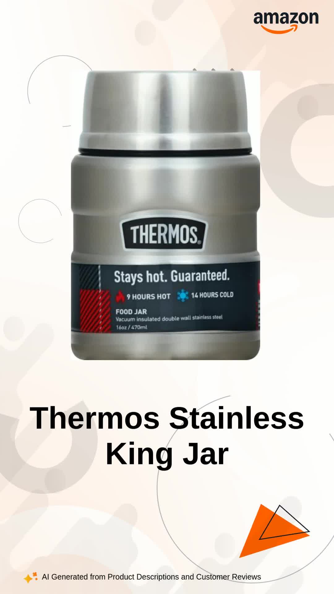 Thermos Stainless King 16 Ounce Food Jar with Folding Spoon
