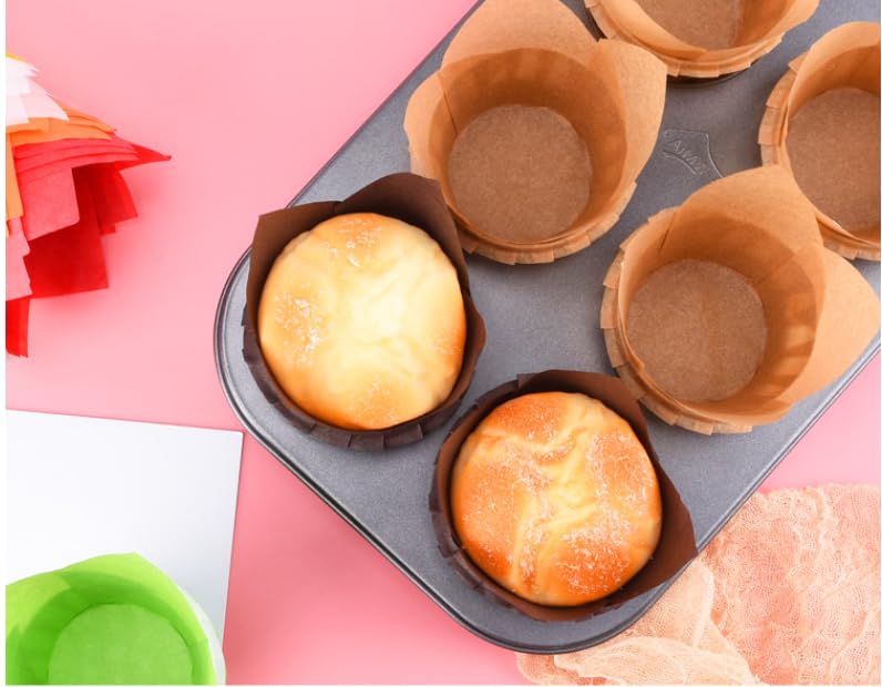 100 Caissettes Cupcake Tulipe Dorées - Moules à Muffin Papier Résistants à La Chaleur