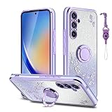 DHIMI for Samsung Galaxy A54 5G Luxury Flowers Floral Design Sparkle Cases,Diamond Kickstand Plating