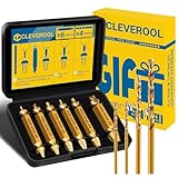 CLEVEROOL 10 PCS Damaged Screw Extractor Set, 6 PCS HSS 6542 Screw Extractor Remover Kit and 4 PCS Twist Drill Bit Kit for Stripped Screws & Drill Bit Tools, Gifts for Men