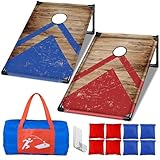 NZQXJXZ Portable Cornhole Board Set with 8 Bean Bags - 3x2 Ft Corn Hole Toss Game for Indoor and Outdoor Parties, Ideal for Kids, Adults, Beach, Yard and Camping