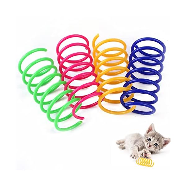 Cat Spring Spielzeug für Katzen, 100 Stück Katzen Frühlingsspielzeug, Interaktives Katzenspielzeug,Kunststoff Spiralfedern,Spirale Katzen Spielzeug,Breit Bunte Spiralfedern,Spring Spirale für Katze – Bild 8