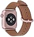 JSGJMY Compatible for Iwatch Band 42mm 44mm Women Men Genuine Leather Replacement Strap Compatible for Series 4 3 2 1 Sport Edition,Caramel+Rose Gold Clasp