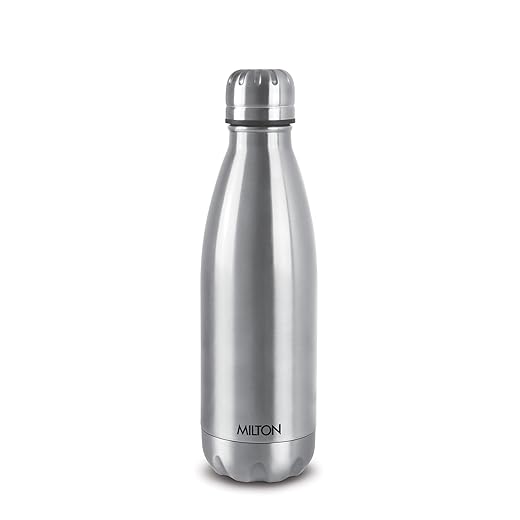 Milton Duo DLX 350 Thermosteel 24 Hours Hot and Cold Water Bottle, 1 Piece, 350 ml, Silver | Leak Proof | Office Bottle | Gym | Home | Kitchen | Hiking | Trekking | Travel Bottle