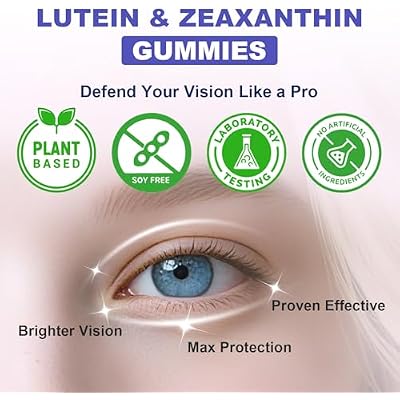 Sugar Free Lutein Gummies 25mg, Lutein and Zeaxanthin Supplements for Eye Health,13-in-1 Eye Care Formula with Omega-3 Bilberry Saffron-Vision Health, Eye Strain,Dry Eyes,Vegan Blueberry Flavor 120 Ct