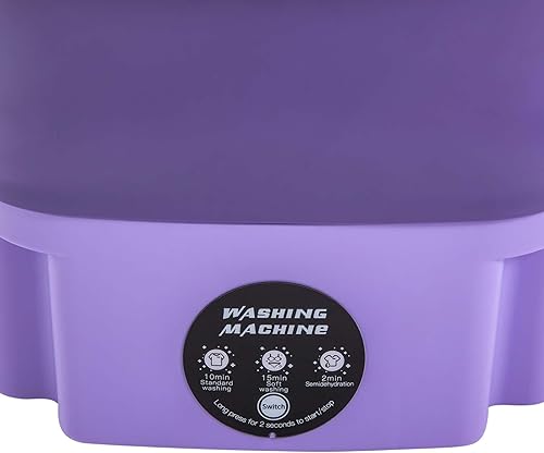 Miniatura 8 de Mini lavadora portátil de 8 litros con cesta de drenaje, lavadora eléctrica plegable para apartamentos, camping, caravana, viajes (morado)