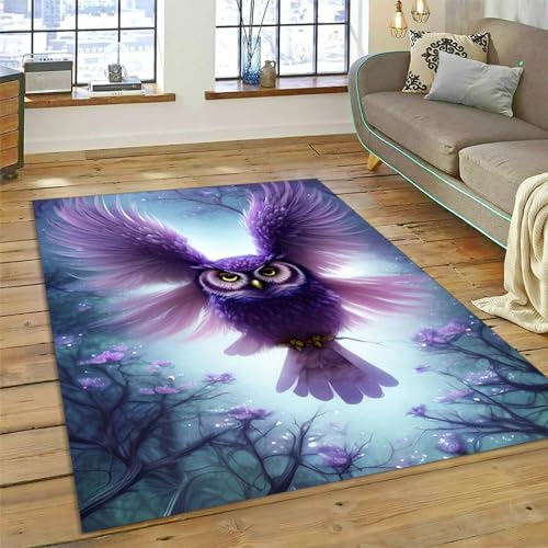 Chouette des Animaux Enfants Tapis De Jeu Lavable Impression 3D Tapis Tapis Salon Moderne Tapis De Sol Imprimé 60 X 90 Cm - Résistant Aux Taches, Polyester,...