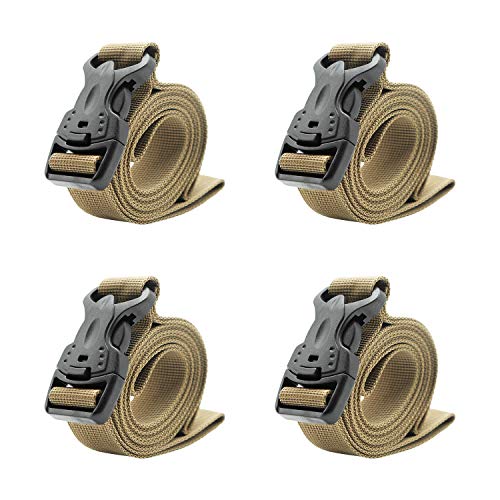 nomadwood Utility Straps Buckle Luggage Belt Adjustable Outdoor Camping Packing Strap with Handle (Khaki, 4-Pack)