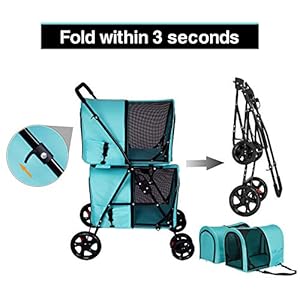   kinbor-Double-Layer-Dog-Pram-Stroller-Foldable-3-in-1-Pet-Stroller-for-Dogs-Cats-Pet-Travel-Carrier-Bag-or-Pet-Car-Seat-Carrier-or-Pet-Stroller