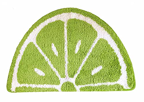 Baby Playtime Cozy Lemon Cute Fruits Half Round Shaped Bedroom Bathroom Doorway Kitchen Floor Rug Carpet Water Absorption Non-Slip Mat For Kid's Room (Green, 50X80Cm) #TOP3