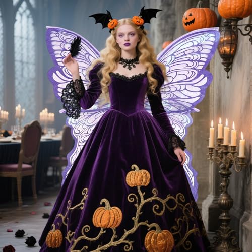 Alas de mariposa con luz LED y varita de estrella para disfraces de Halloween 3