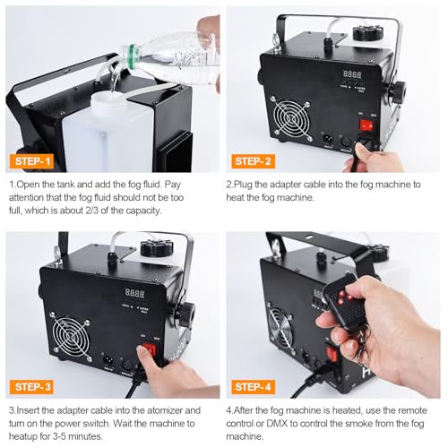 Máquina de humo de 600 W con control remoto inalámbrico, máquina de humo de calentamiento rápido para fiestas de Halloween, escenarios de DJ, bodas, uso interior y exterior, nebulizador portátil con salida densa de humo miniatura 5