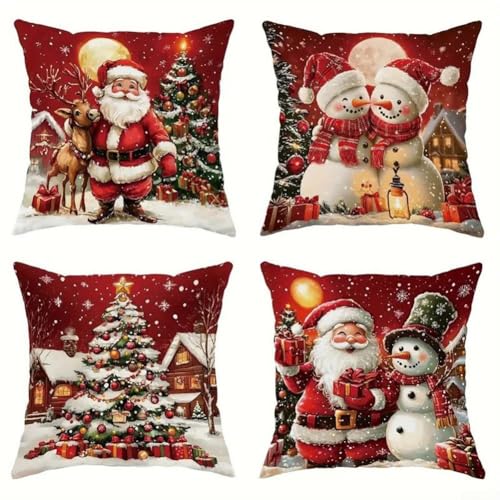 UrbanHui 4-teiliges Set mit 4 Leinenhüllen mit klassischen...